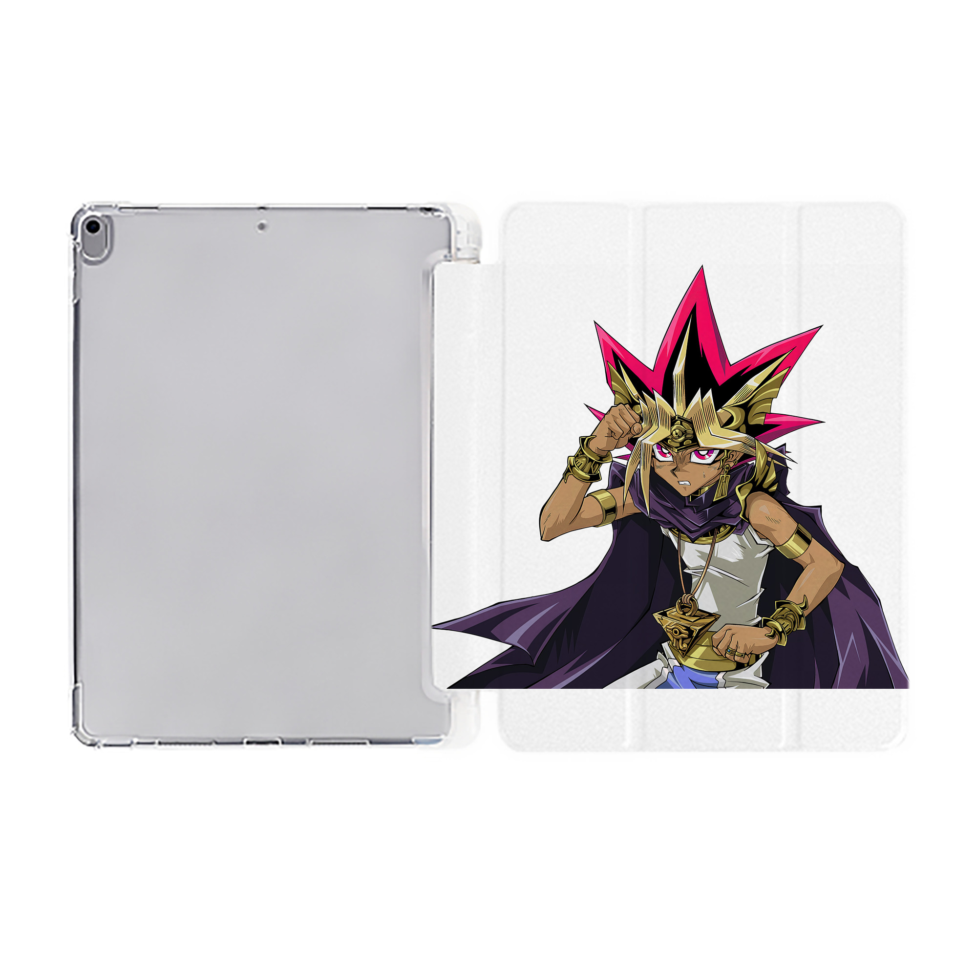 （画像用） 遊☆戯☆王 Yu-Gi-Oh! IPad ケース ペン収納付き 三つ折りスタンド PUレザー×シリコン 対応機種9.5/10.5/10.9インチ